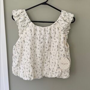 Passport Cream and Blue Floral Top